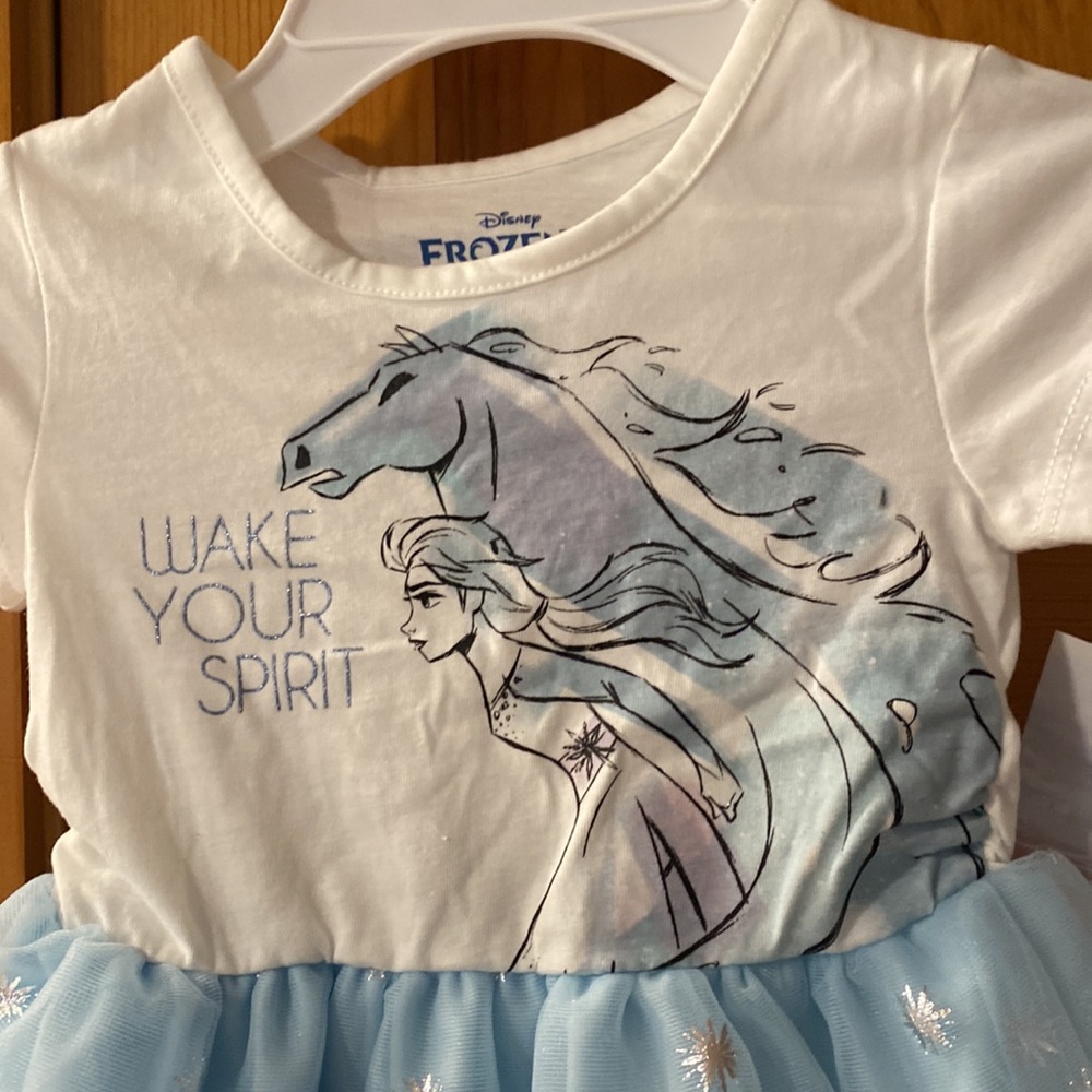 Disney Frozen II Elsa Wake Your Spirit Horse Princess Glitter Snowflake Dress 2T - Picture 2 of 8